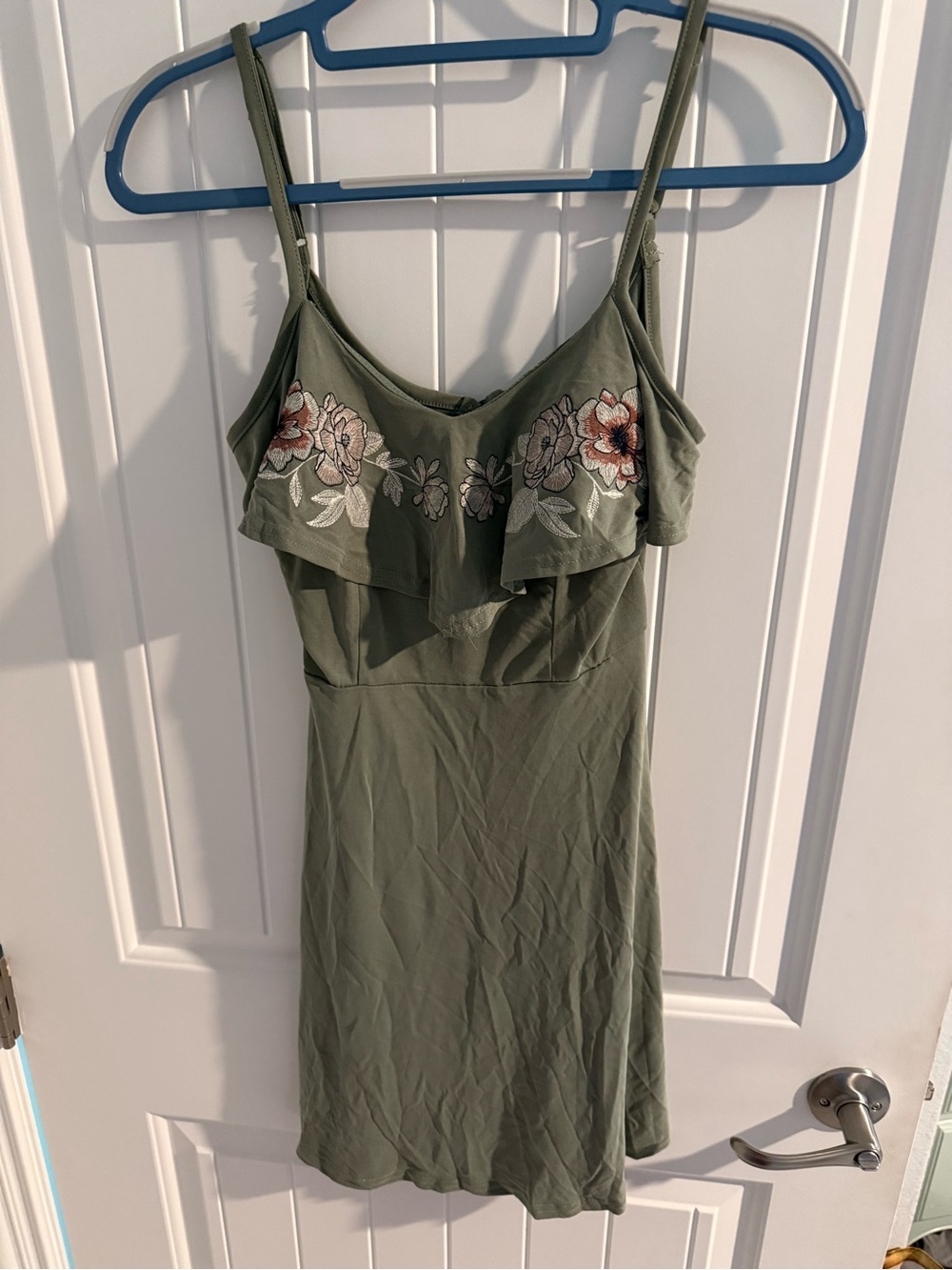 Alyx Olive Green Embroidered Floral Top